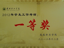 2012年学生工作考核一等奖